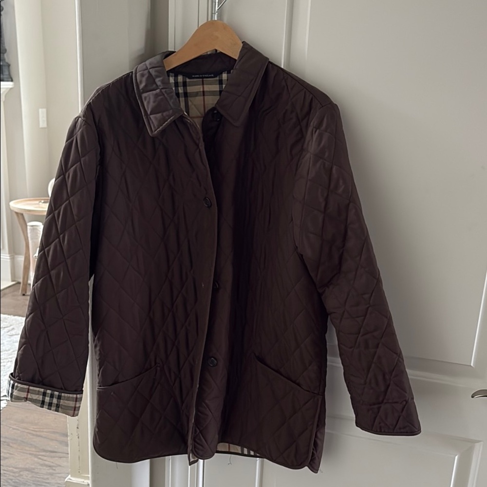 Burberry Brown Quilted Utility Jacket with Neat Collar